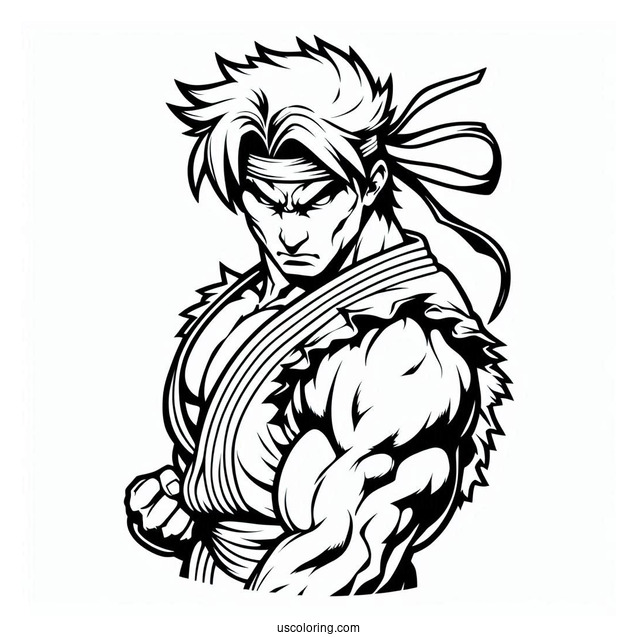 Street Fighter Coloring Page Of Ken Masters For Kids