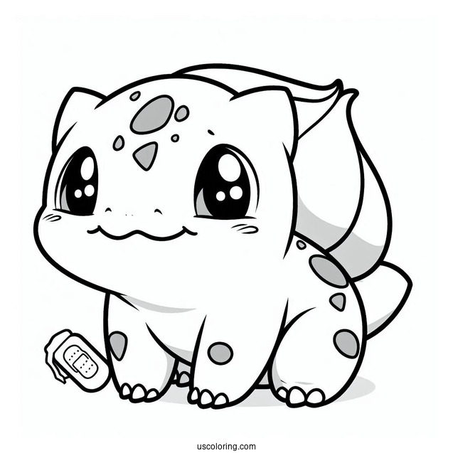 Bulbasaur Cploring Page With Band Aid For Kids
