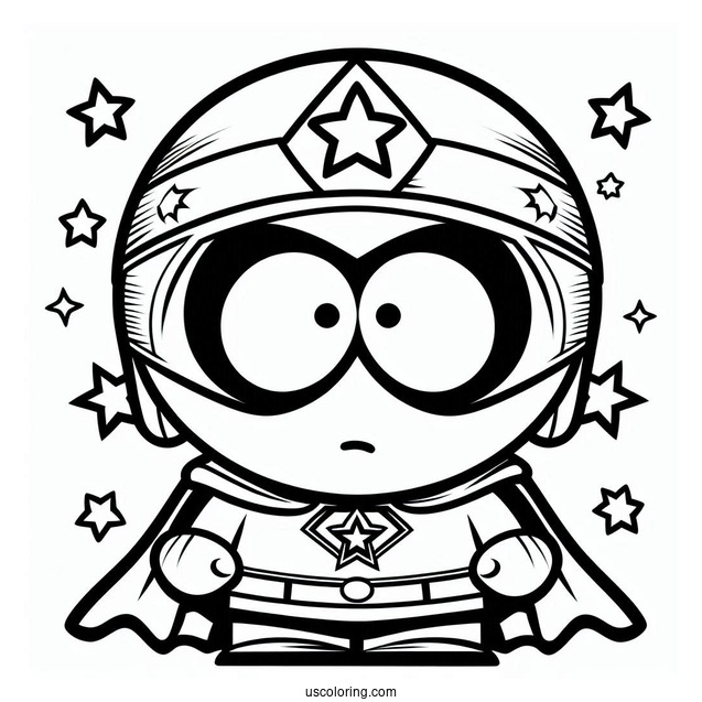 South Park Coloring Page Of Cute Wonder Tweek In Superhero Costume
