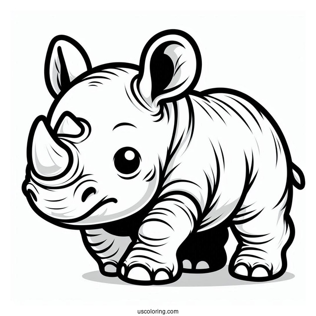 Cute Baby Rhino To Color