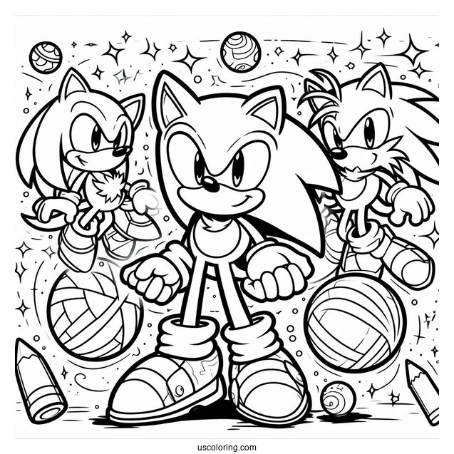 Sonic, Knuckles, And Tails Coloring Page