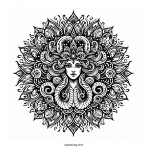 Intricate Medusa Coloring Page Mandala