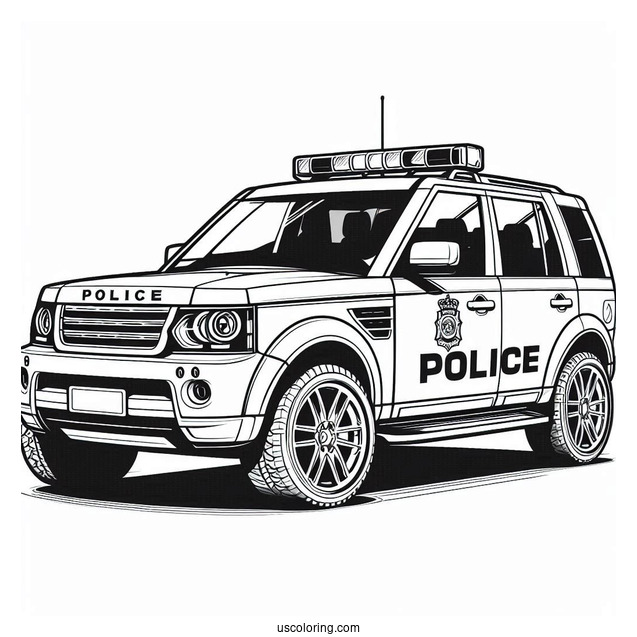 SUV Police Car Coloring Sheet