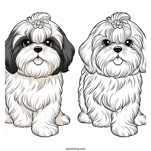 Adorable Shih Tzu To Color