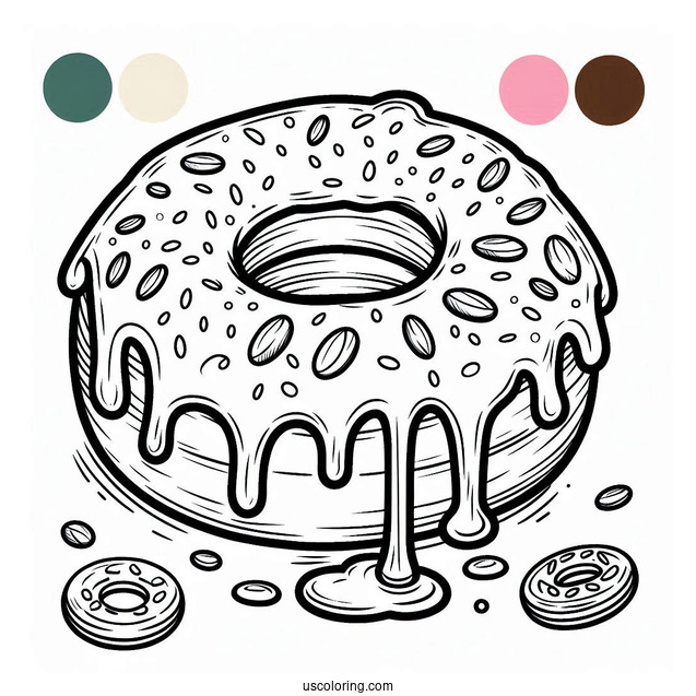 Coloring Page Of Donut With Overflowing Icing