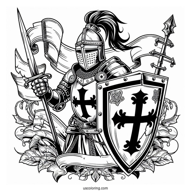 Outline Of Crusader Knight_s Shield