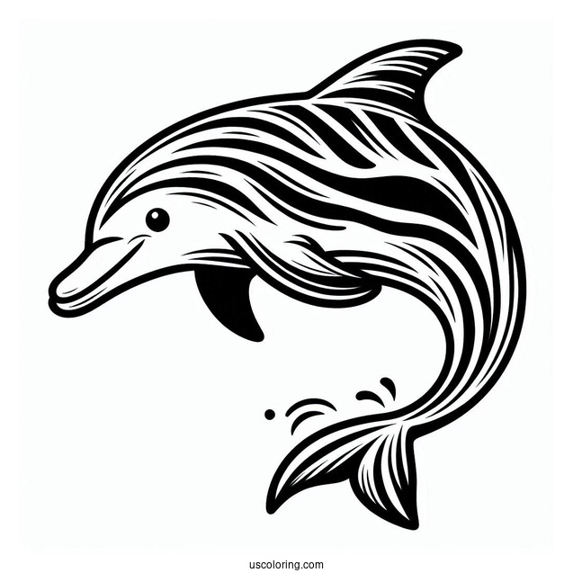 Striped Dolphin Coloring Page