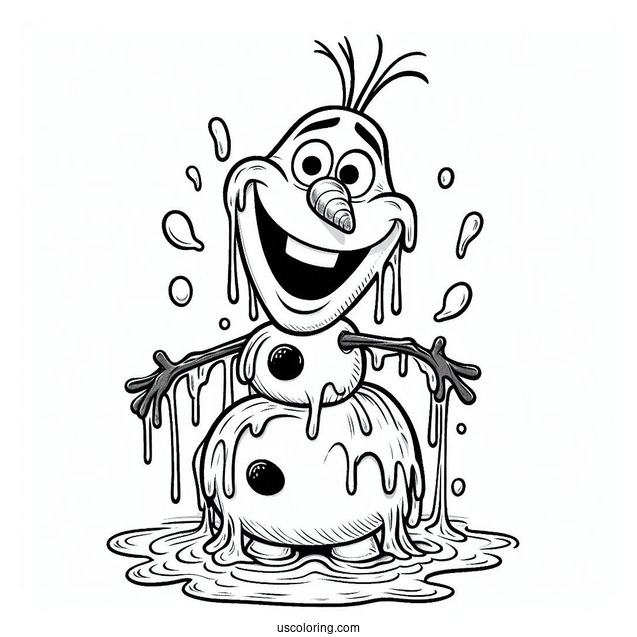 Melting Olaf Coloring Page