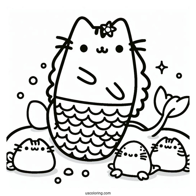 Coloring Page Of Mermaid Pusheen