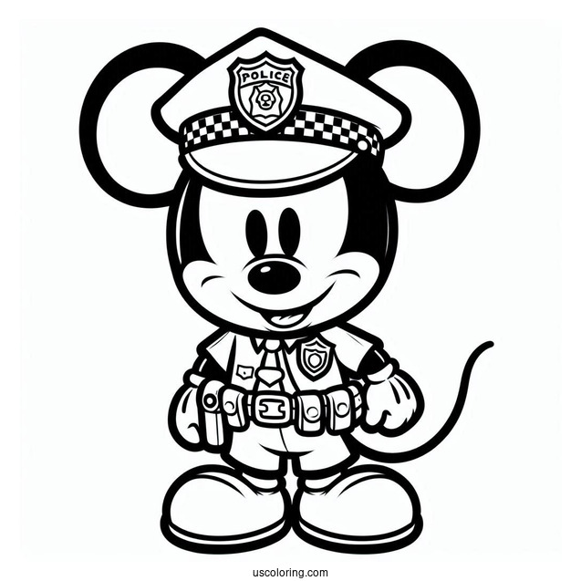 Mickey Mouse Police Officer Coloring Page