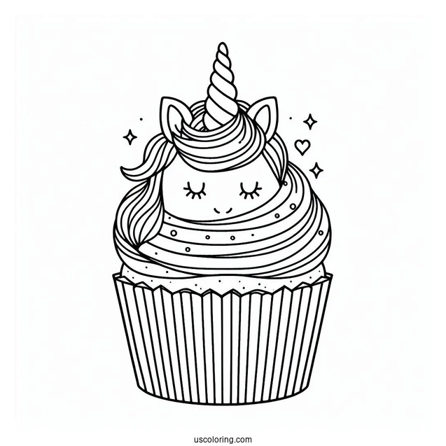 Unicorn Themed Cupcake