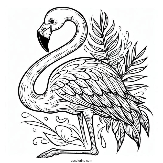 Tropical Flamingo To Color