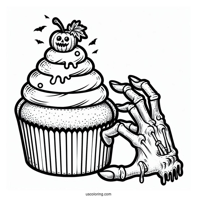 Halloween Themed Cupcake With Zombie Hand