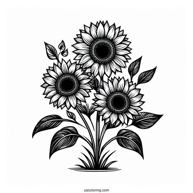 Vincent Van Gogh Sunflowers Coloring Page