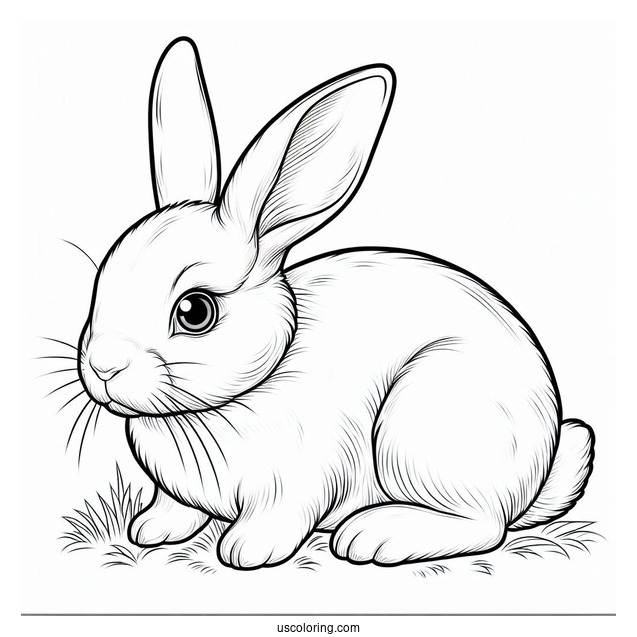 Simple Outline Of Realistic Rabbit