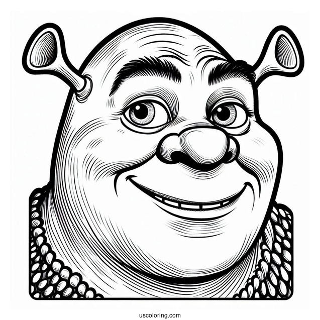 Shrek Face Coloring Page For Kids