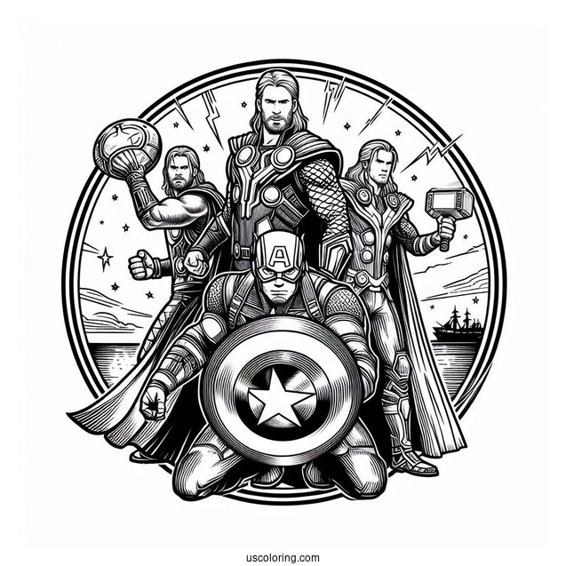 Captain America With Thor And Iron Man