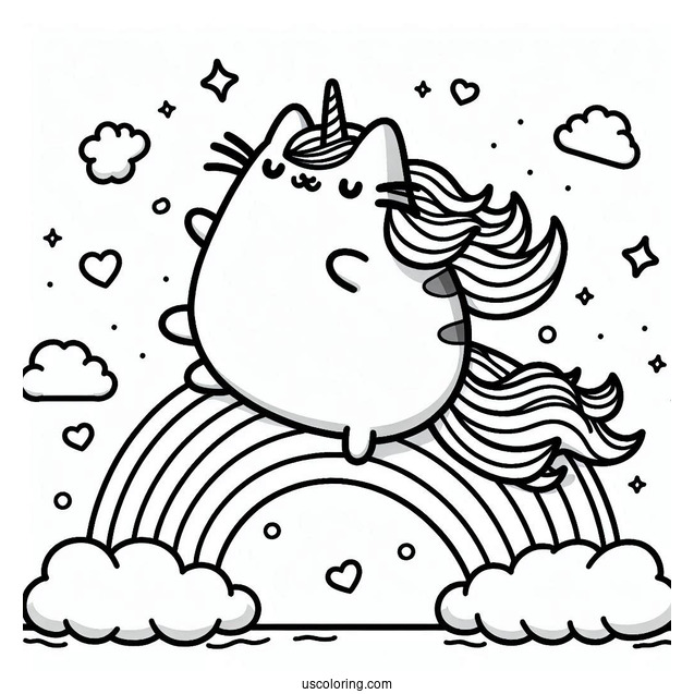 Unicorn Pusheen Cat Jumping Over Rainbow