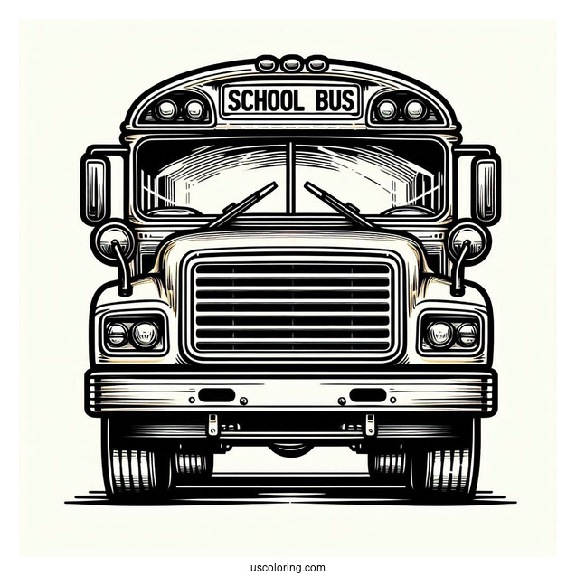 Front View Of School Bus To Color