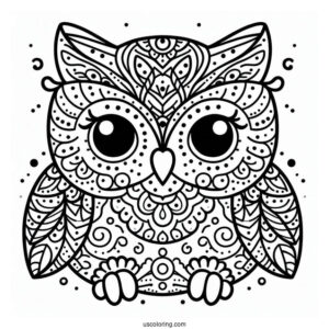 Easy To Color Owl For Kids