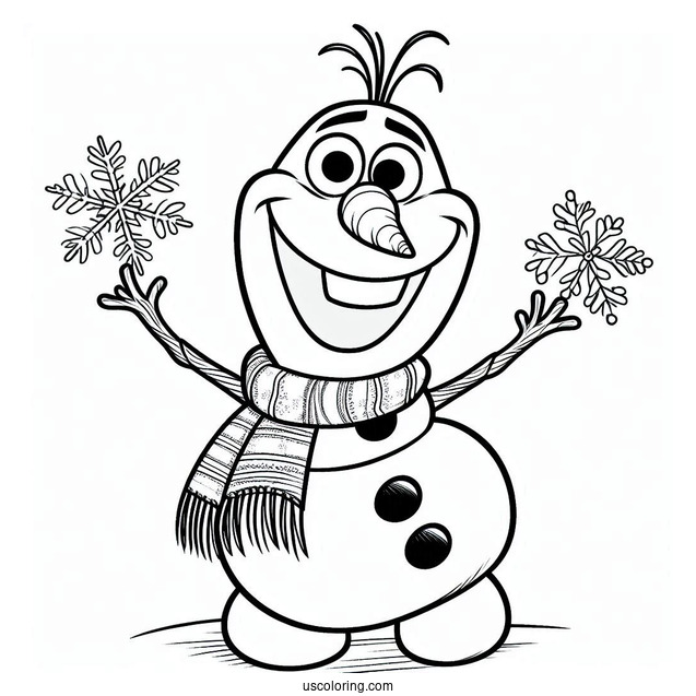 Cheerful Olaf Coloring Sheet