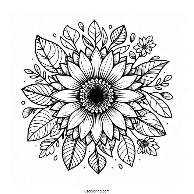 Flower Coloring Pages Ofv Detailed Sunflower Mandala