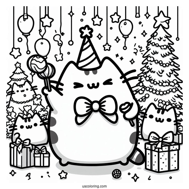 Pusheen Having a Party On NYE