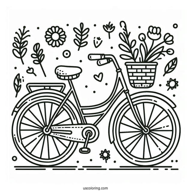 Cartoon Bicycle Coloring Page Outline For Preschoolers