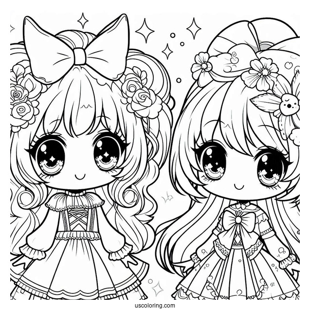 My Melody Coloring Page With Uta Yumeno And Kuromi