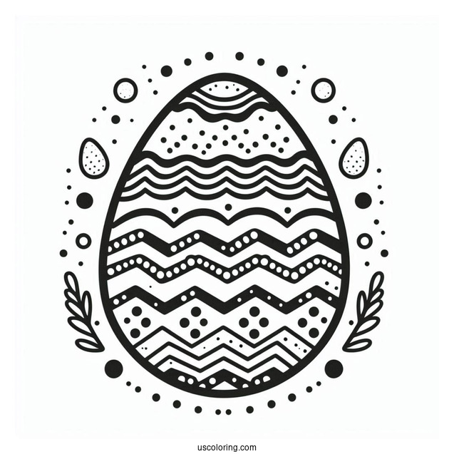 Chevron And Polka Dots Easter Egg Coloring Sheet For Preschoolers