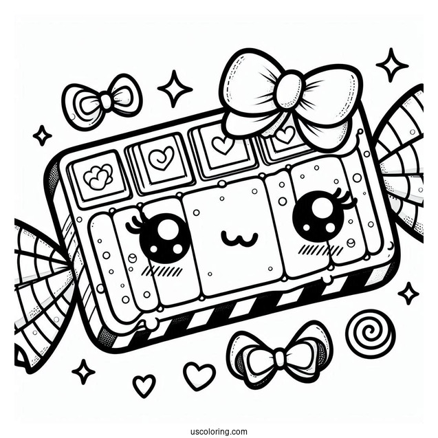 Kawaii Chocolate Bar To Color