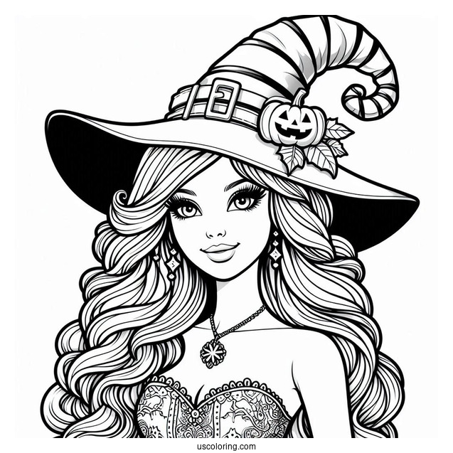 Barbie Wearing Witches Hat On Halloween