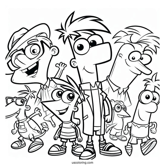 Simple Phineas And Ferb Coloring Page