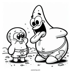 Patrick Star Coloring Page Sticking Tongue Out At Squidward