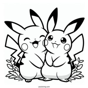 Happy Pikachu And Raichu Coloring Page Pokemon Poster