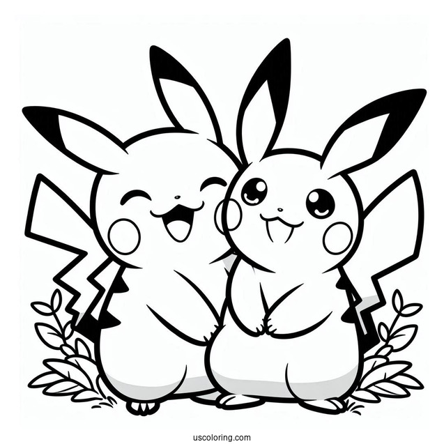 Happy Pikachu And Raichu Coloring Page Pokemon Poster