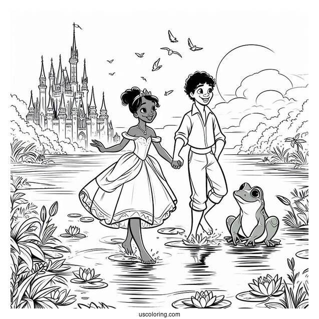 Tiana, Naveen, Ray, And Louis By The River