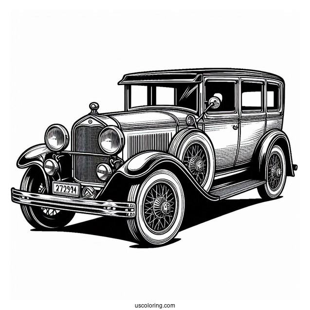 Vintage Sedan Car Coloring Page