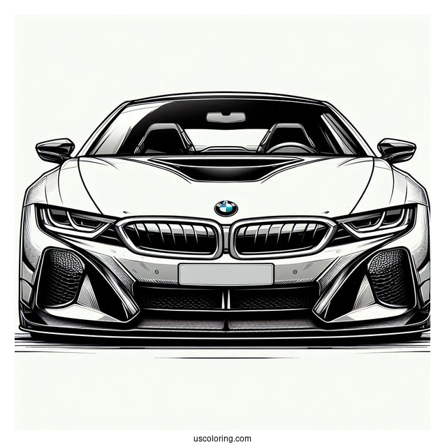 Front Of BMW Coloring Page i8 Race Car