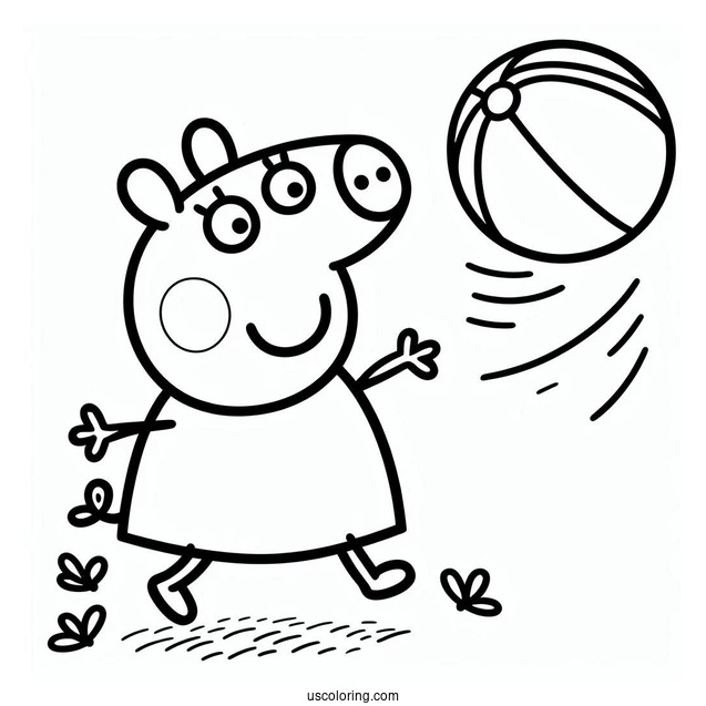 Peppa Playing Ball With Suzy Sheet Coloring