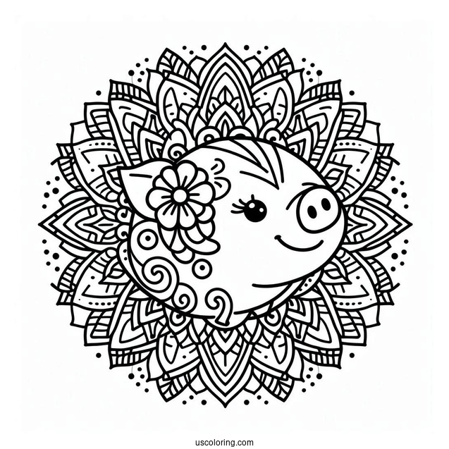 Mandala Pig Coloring Page