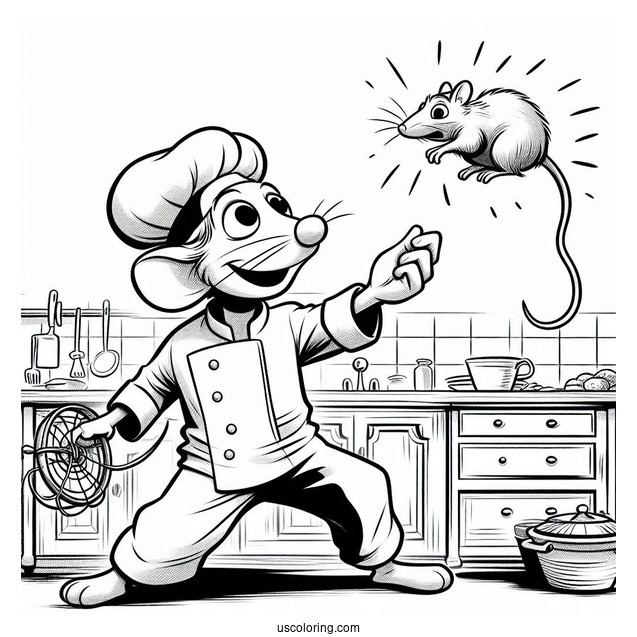 Skinner Catching Ratatouille Coloring Page In the Kitchen