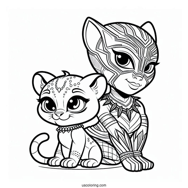 Shuri And Black Panther Coloring Sheet
