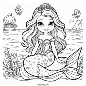 Mermaid Sofia The First Coloring Page With Princess Amber At Sea
