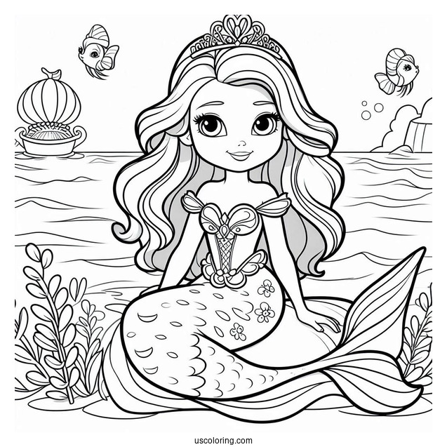 Mermaid Sofia The First Coloring Page With Princess Amber At Sea