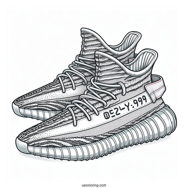 Yeezy x Adidas Running Sneakers Coloring Page