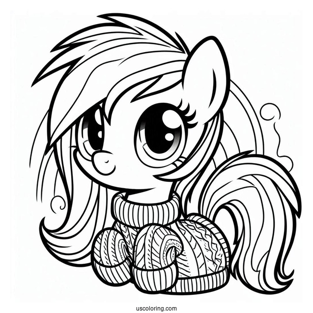 Cute Rainbow Dash Coloring Page Wearing A Sweater