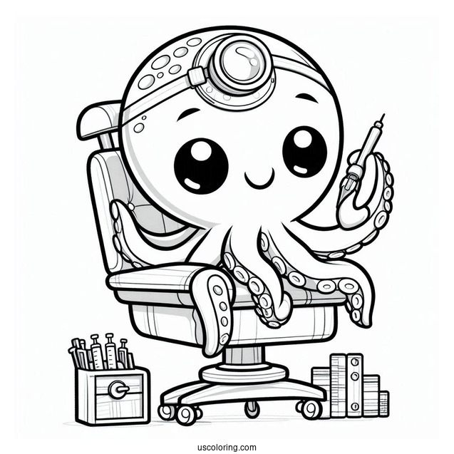 Octonauts Coloring Page Of Professor Inkling Octopus On Chair