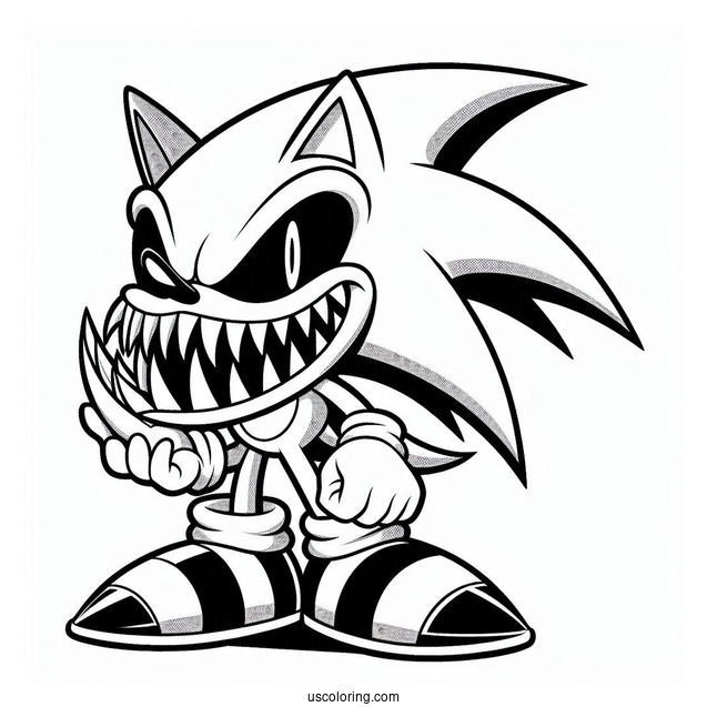Sonic Exe Coloring Page Showing Sharp Teeth