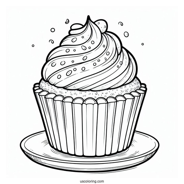 Cupcake With Delicious Icing And Sprinkles